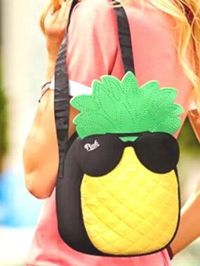 PINK Victoria's Secret Pineapple cooler bag- Neon Green/Black